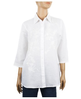 Casual Shirt - White Embroidered