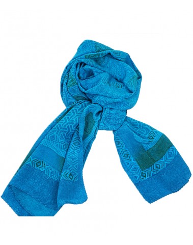 Crepe Silk Scarf - Blue Patchwork