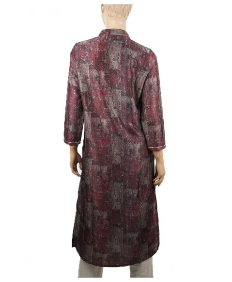 Embroidered Tunic - Viscose Burgundy Abstract