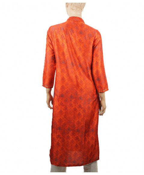 Embroidered Tunic - Viscose Bright Orange Embroidered