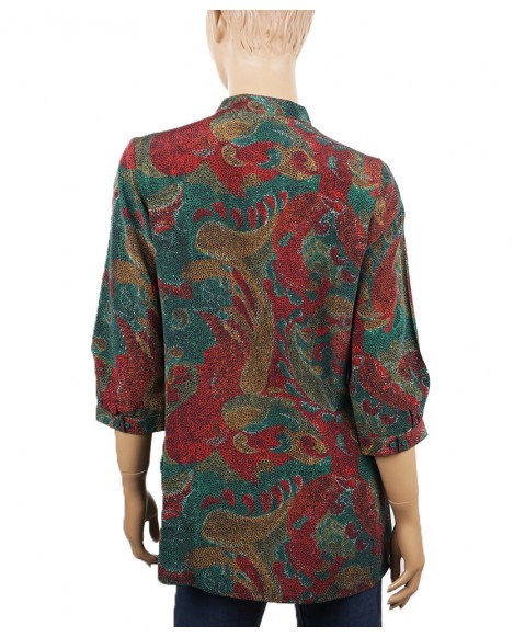 Short Silk Shirt - Mustard & Red Paisley