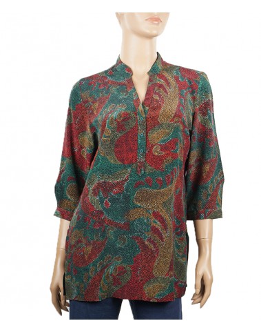 Short Silk Shirt - Mustard & Red Paisley