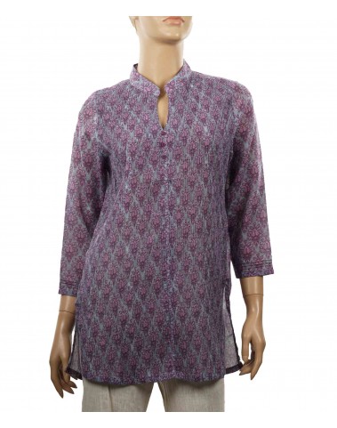 Casual Kurti - Grey and Lavender Pintuck