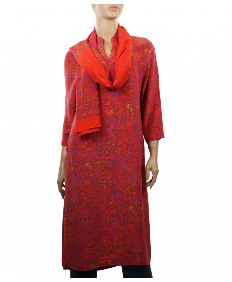 Tunic - Red and Pink Paisley