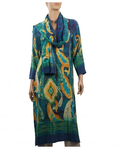 Tunic - Mustard and Blue Big Paisley