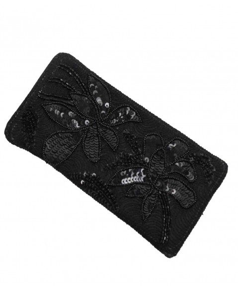 Mobile Case - Black Flower Embroidered