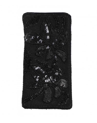Mobile Case - Black Flower Embroidered