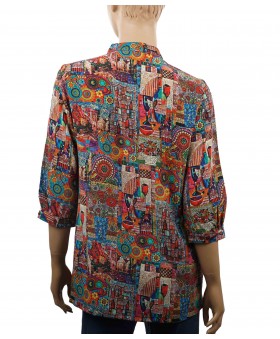 Short Silk Shirt - Multicolor Abstract