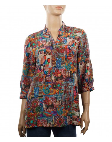 Short Silk Shirt - Multicolor Abstract