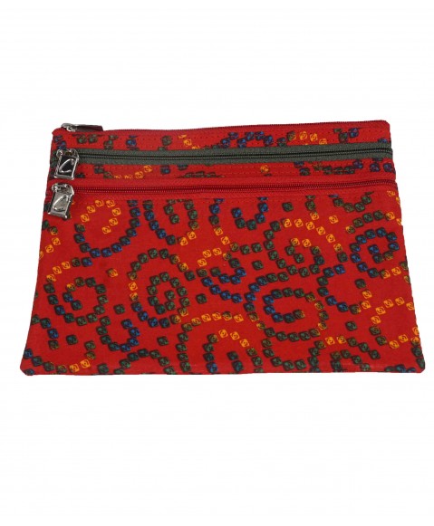 Set Of 4 Pouches - Red Bandhani