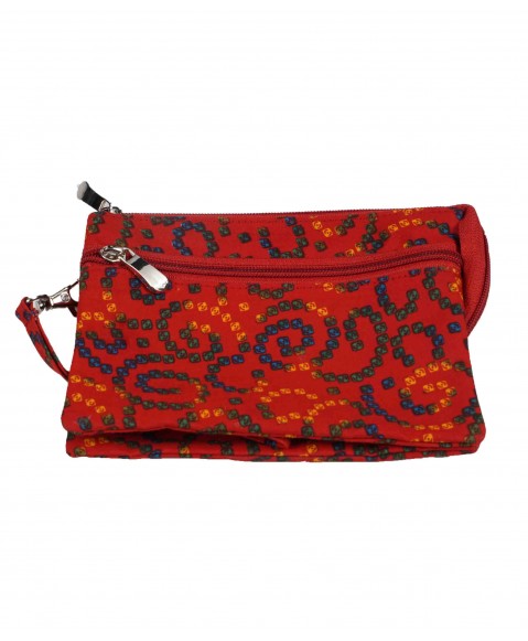 Set Of 4 Pouches - Red Bandhani