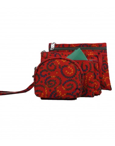 Set Of 4 Pouches - Red Bandhani