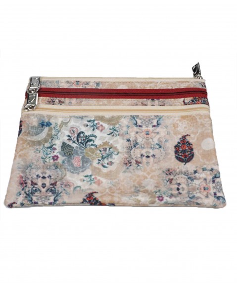 Set Of 4 Pouches - Beige Flowers