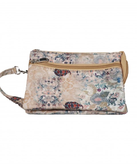 Set Of 4 Pouches - Beige Flowers