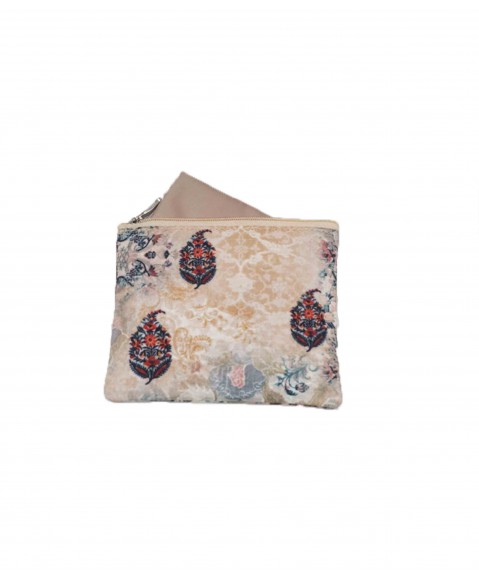 Set Of 4 Pouches - Beige Flowers