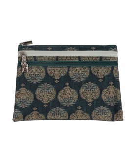 Set Of 4 Pouches -Olive Green With Golden Buti 