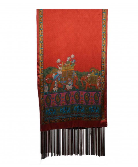 Red Elephant Tassle Stole