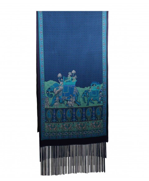 Blue Elephant Tassle Stole