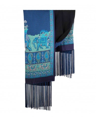 Blue Elephant Tassle Stole