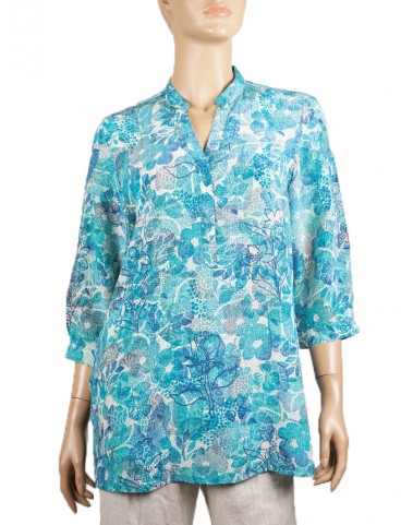 Short Silk Shirt - Blue Floral