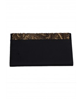 Ashika Wallet - Black and Gold Embroidered 