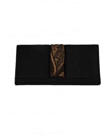 Border Wallet - Black and Gold Embroidered