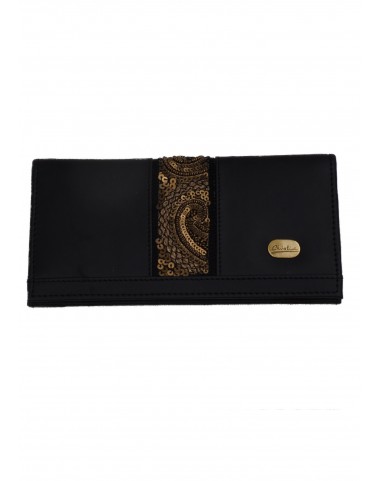 Border Wallet - Black and Gold Embroidered