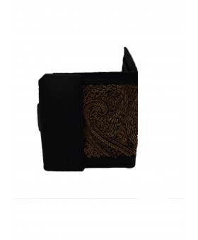 Folding Wallet - Black and Gold Embroidered