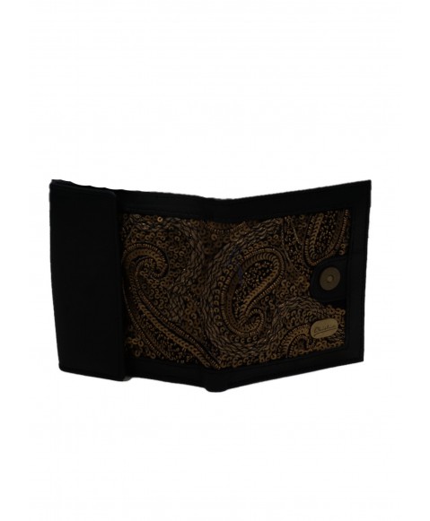 Folding Wallet - Black and Gold Embroidered