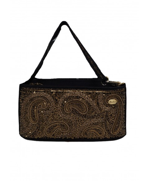 Karo Bag - Black And Gold Embroidered