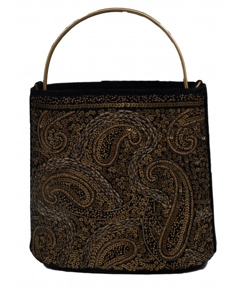 Manar Bag - Black and Gold Embroidered