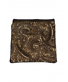 Square Theli - Black and Gold Embroidered