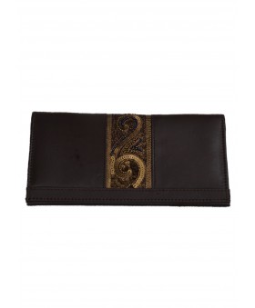 Border Wallet - Brown and Gold Embroidered