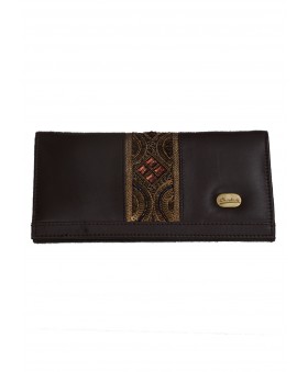 Border Wallet - Brown and Gold Embroidered