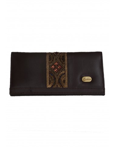 Border Wallet - Brown and Gold Embroidered
