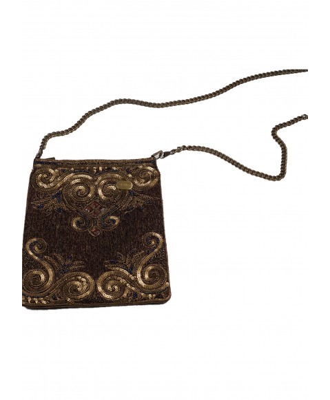 Long Theli - Brown and Gold Embroidered