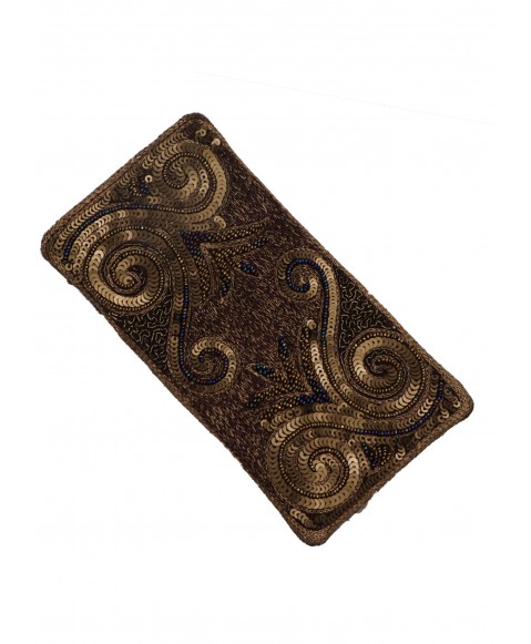 Mobile Case - Brown and Gold Embroidery