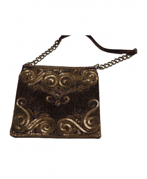 Square Theli - Brown and Gold Embroidered