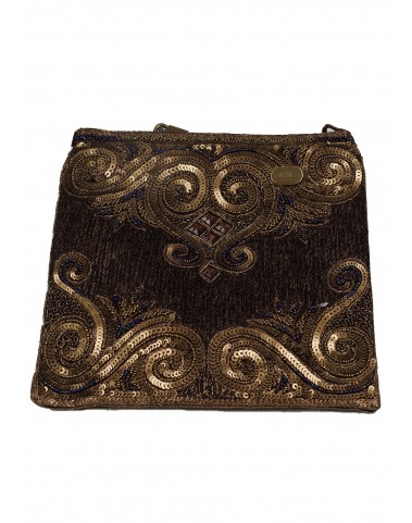 Square Theli - Brown and Gold Embroidered