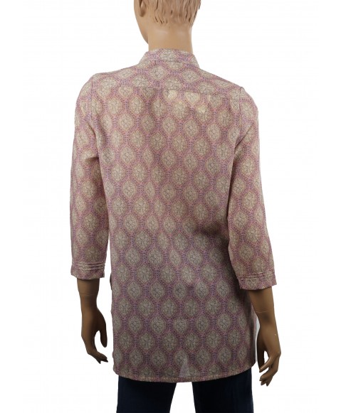 Casual Kurti - Pretty Pink and Beige Pintuck