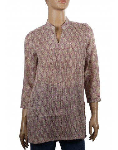 Casual Kurti - Pretty Pink and Beige Pintuck