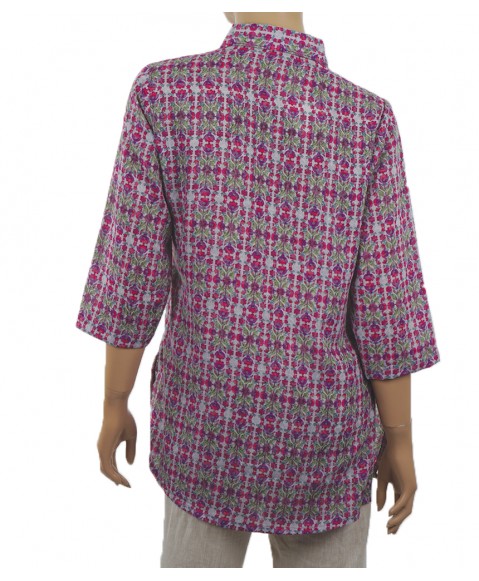 Casual  Kurti - Pink and Green Flowers