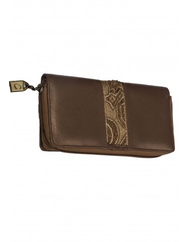 Zip Wallet - Gold Embroidered 