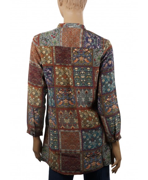  Long Silk Shirt - Rust Carpet