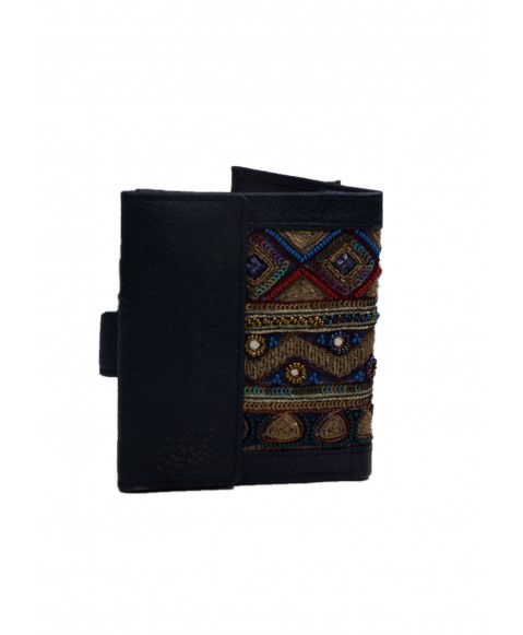 Folding Wallet - Navy Embroidered 