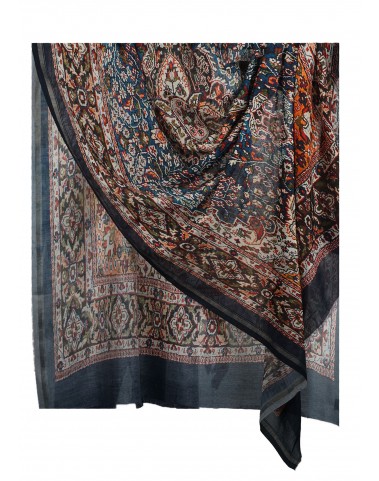 Printed Stole - Navy Ekat