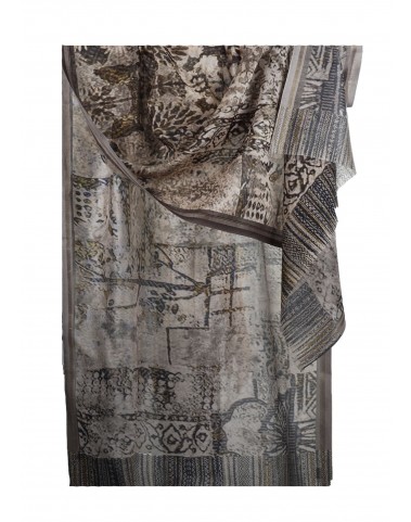 Printed Stole - Khaki Abstract