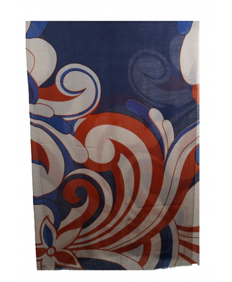 Printed Stole - Blue and Red Paisley