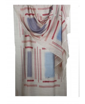 Printed Stole - Magenta and Grey Lines