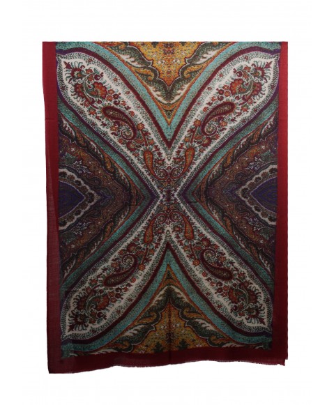 Printed Stole - Maroon Paisley